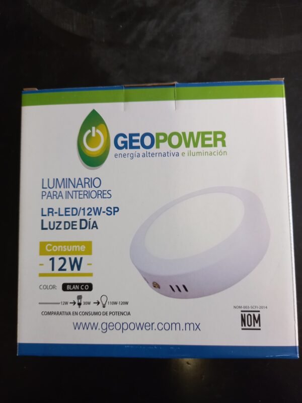 Lampara de sobreponer circular 12 wts. GEOPOWER