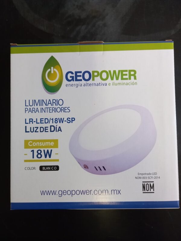 Lampara de sobreponer circular 18 wts. GEOPOWER