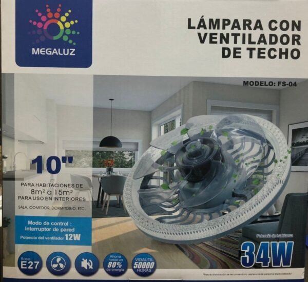 Lampara con ventilador de techo 34w Megaluz