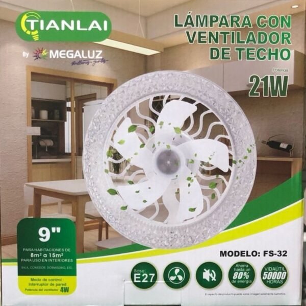 Lampara con ventilador de techo 21w Tianlai